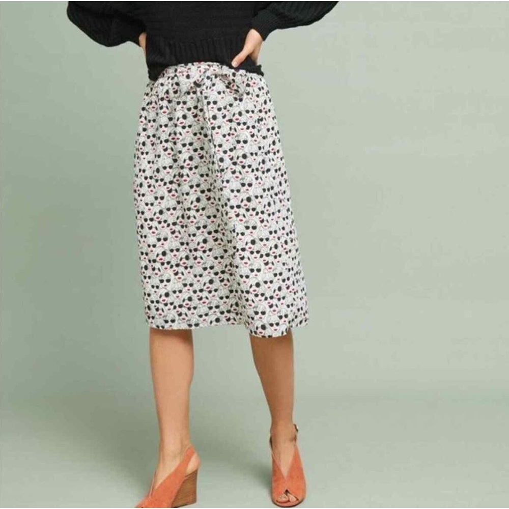 Porridge x Anthropologie Getaway Faces printed skirt sz xs
